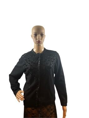 Embellished Black Women's Cardigan Blazer